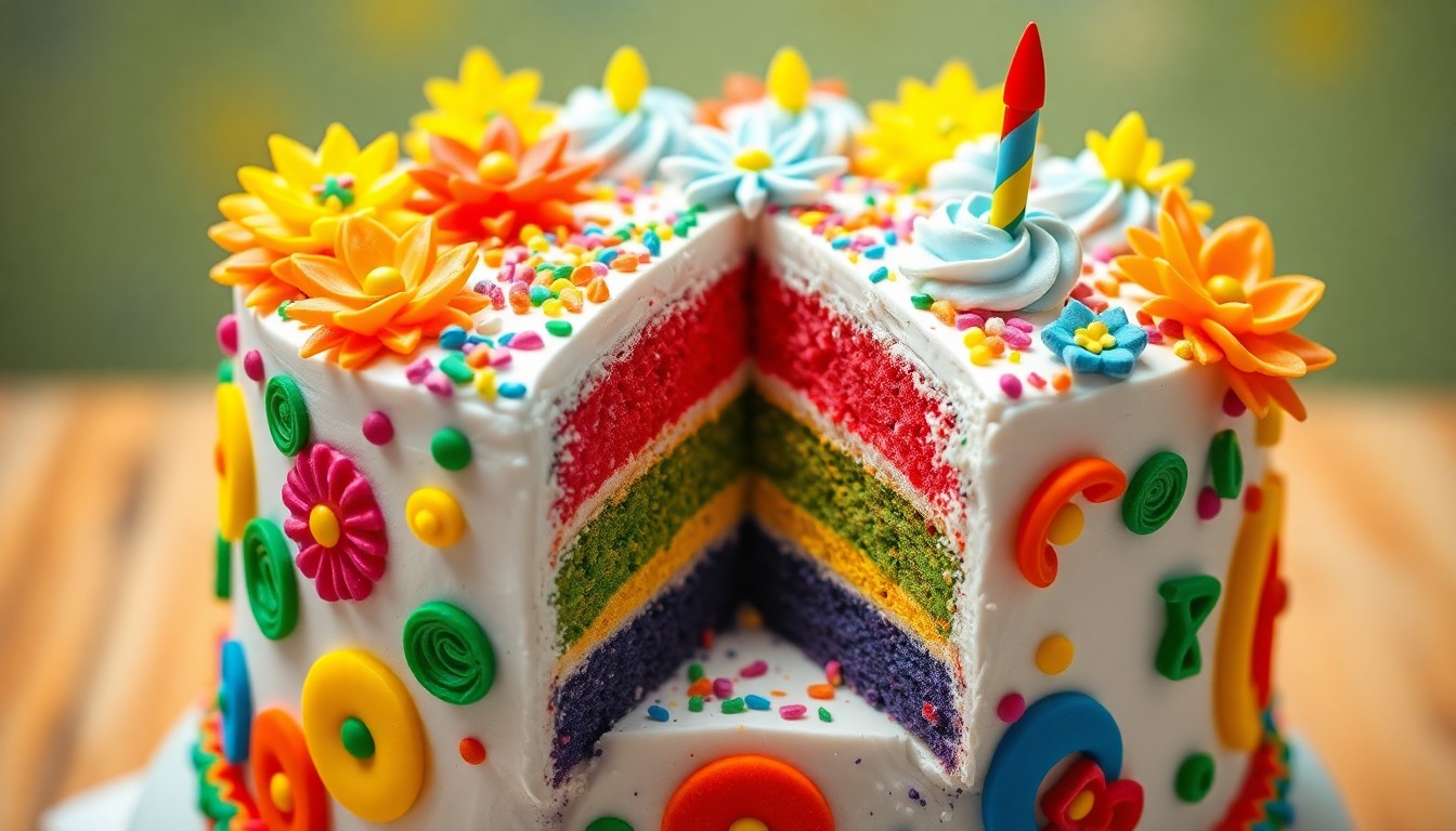 Bolo de aniversário colorido