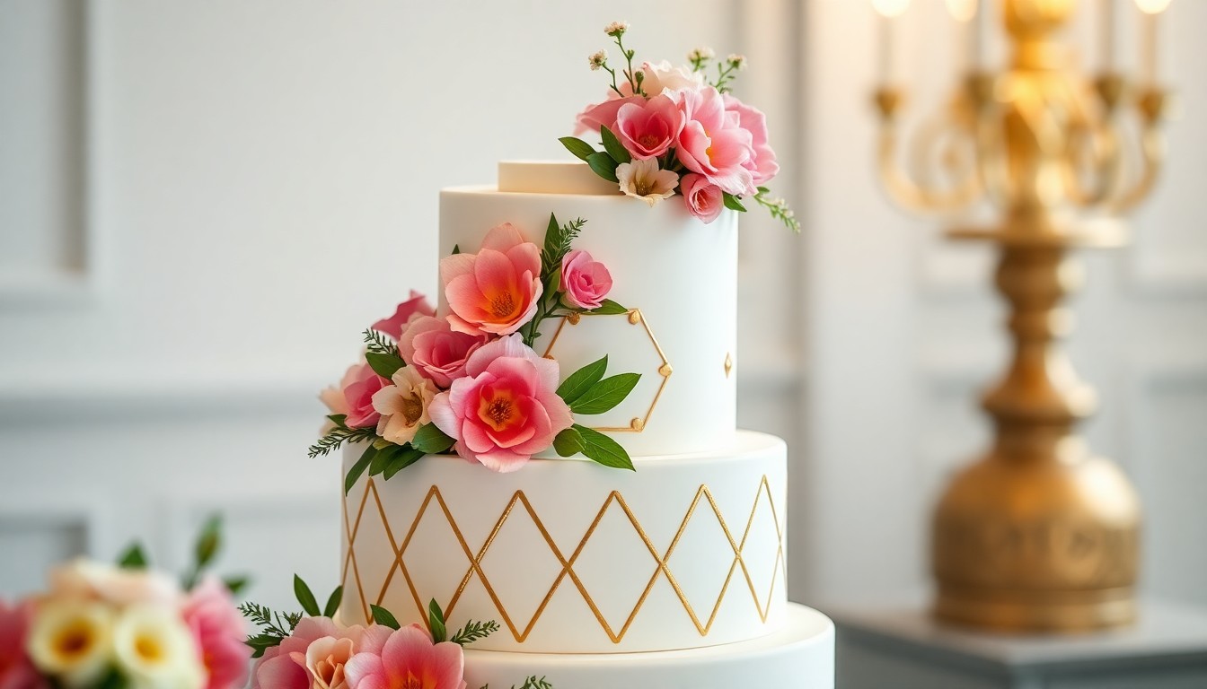 Bolo de casamento romântico